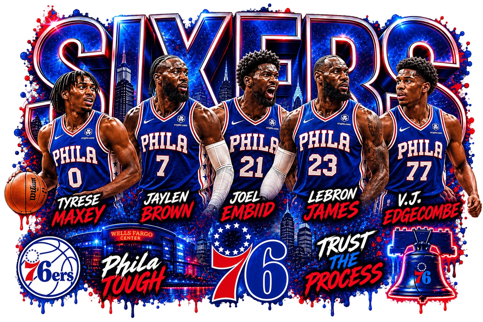 Sixers Player Collage